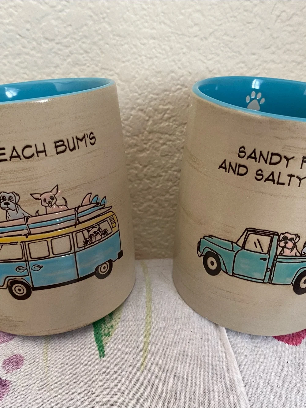 Spectrum Designs mugs beach bum’s and Sandy paws and salty kisses